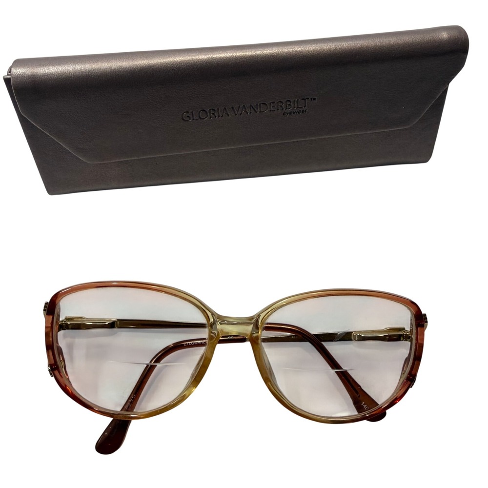 Vintage Gloria Vanderbilt Eyeglasses Brown Tortoise Gold Tone Original Case